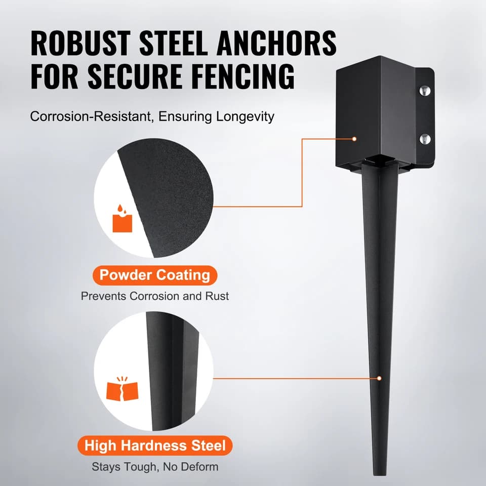 Fence Post Spike 4 Pack | 24" x 4" Powder Coated | Heavy Duty Ground Anchor - Thumbnail 3