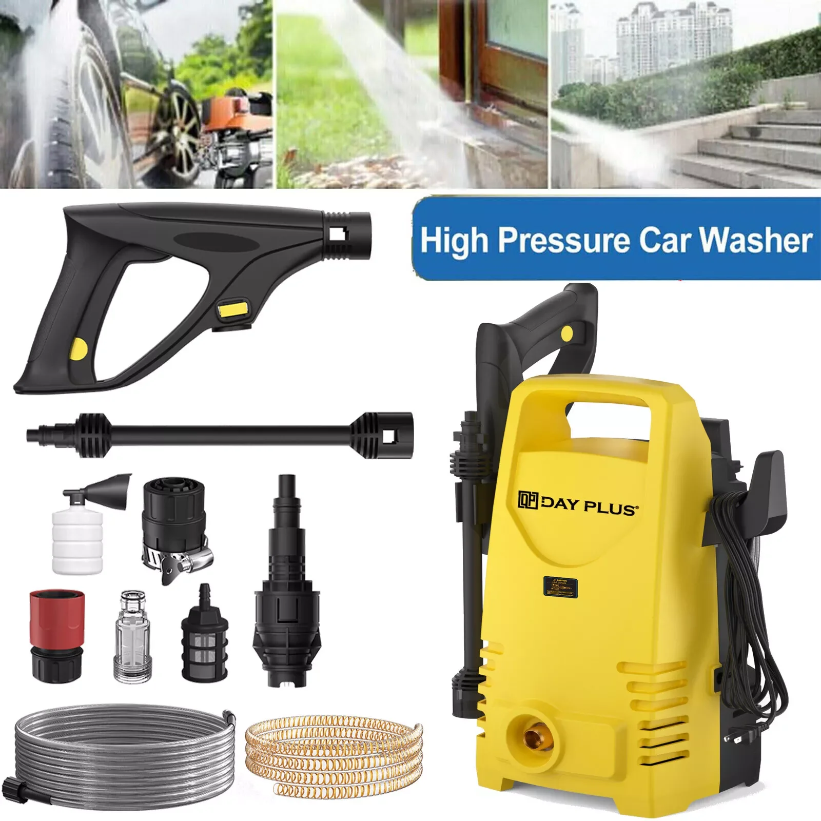 Heavy-Duty Electric Pressure Washer | 1600W 120bar Adjustable Lance | 7m Hose for Terraces, Gardens, Cars - Thumbnail 2