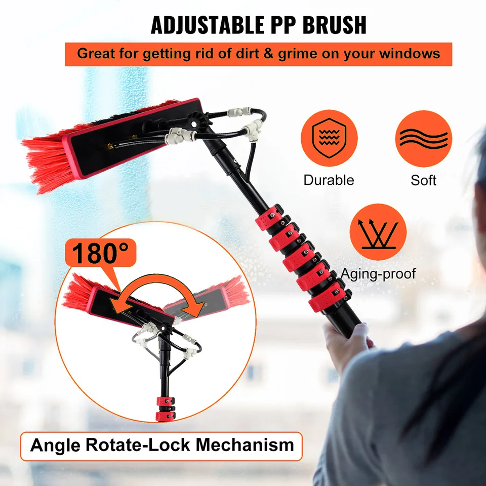 Telescopic Window Cleaning Pole | Rotatable Brush Head | Solar Panel Cleaning - Thumbnail 3