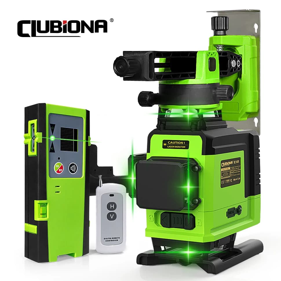 Laser Level | 4D 16-Line Green Beam | Remote Control | 5000mAh Battery