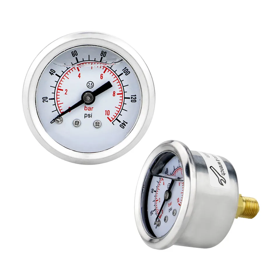 40mm Liquid Filled Pressure Gauge for hot water pressure reducing valve | Back Connection | Stainless Steel Case - Thumbnail 2