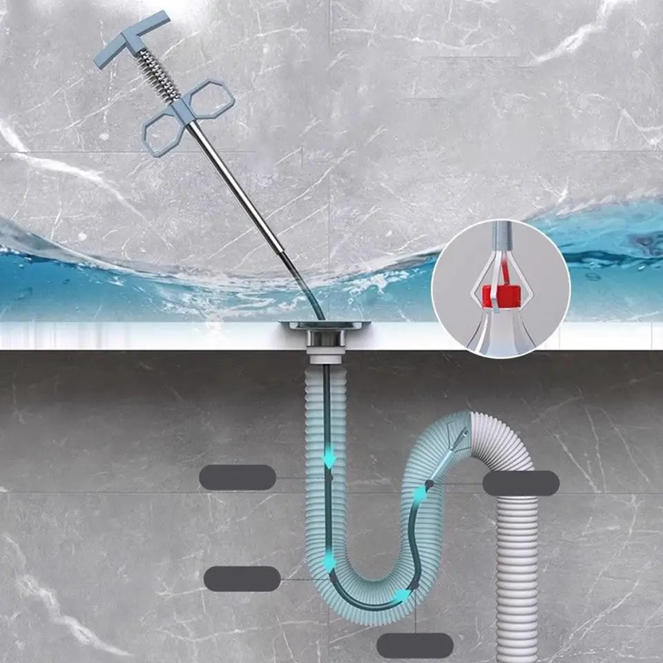 Heavy-Duty 4-Claw Drain Snake | Flexible Pipe Unclogger | For Hair, Grease & Sewer Lines - Thumbnail 2