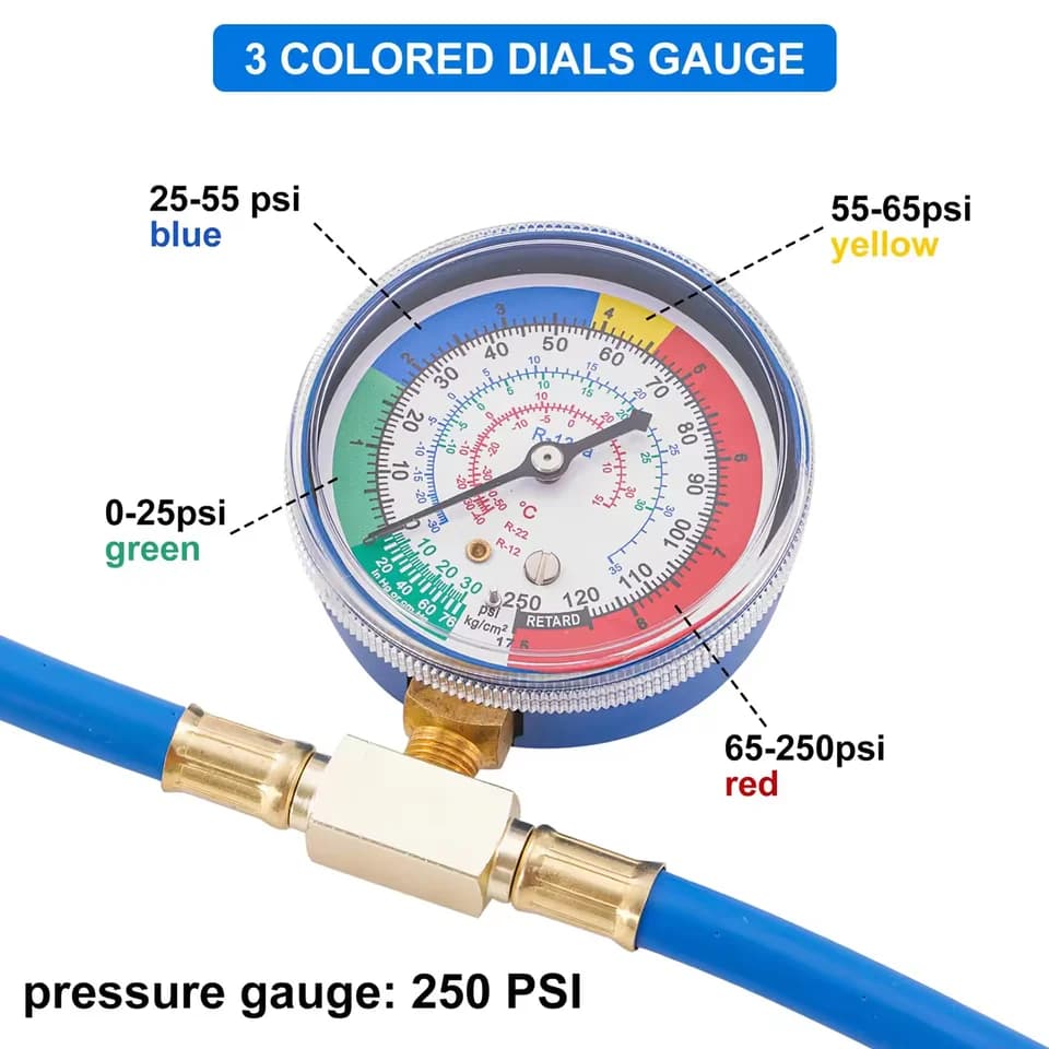 AC Recharge Kit | R134A Refrigerant Hose with Pressure Gauge | DIY Repair - Thumbnail 2