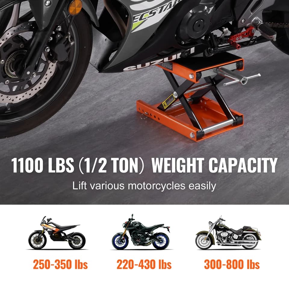 Motorcycle Scissor Jack Lift | 500kg Wide Deck | Safety Pin Steel Jack - Thumbnail 3
