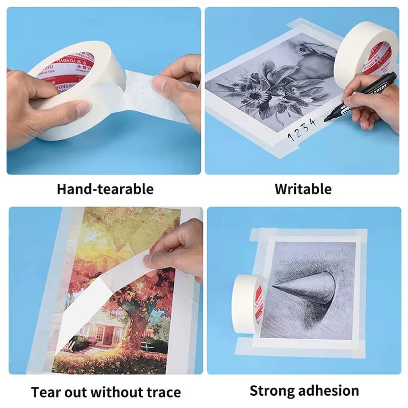 Masking Tape 50m White | Self-Adhesive Crepe Paper | Car Spray Paint & Decoration - Thumbnail 8