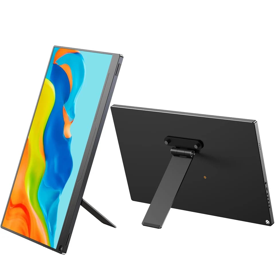 Portable VESA Monitor Stand shown from two angles on a white background.