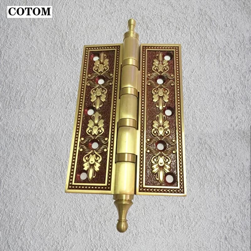 Heavy-Duty Gate Hinges | Solid Brass with Crown Head | Silent Villa Door Use - Thumbnail 2
