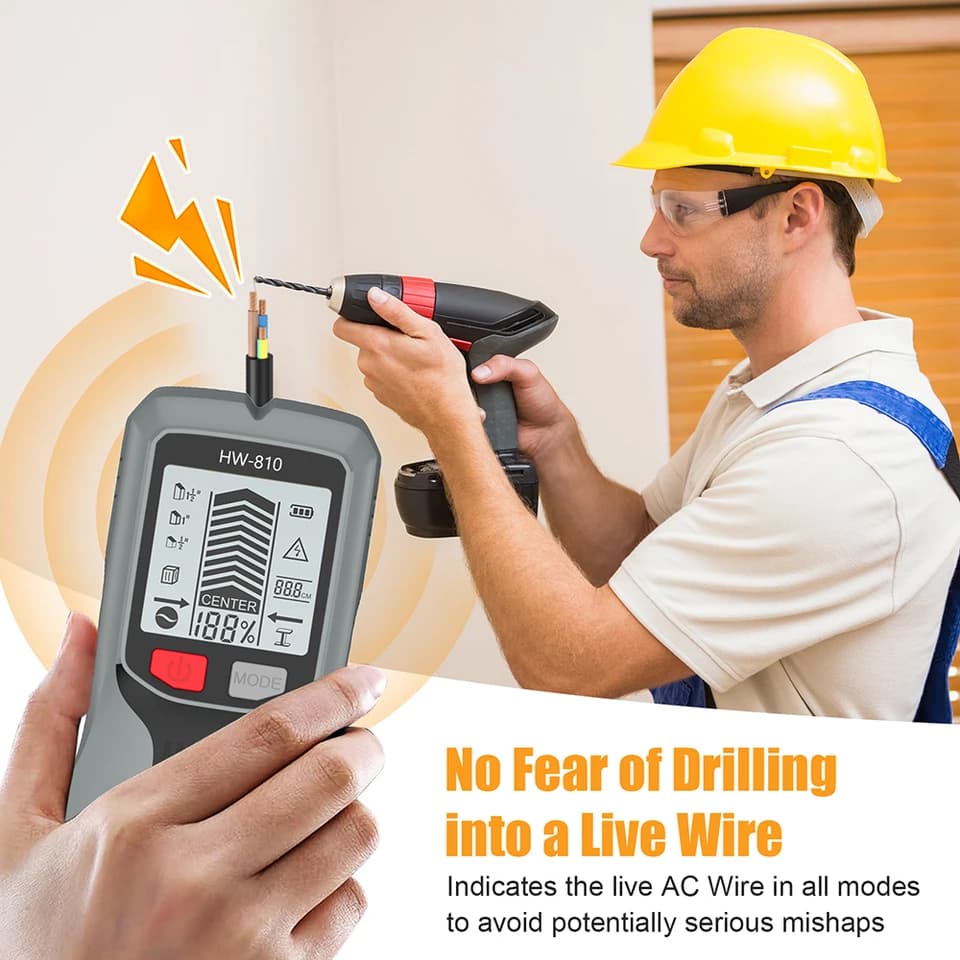 6-in-1 LCD Stud Finder | Live Cable & Metal Detection | Wall Scanner Depth Measurement - Thumbnail 4