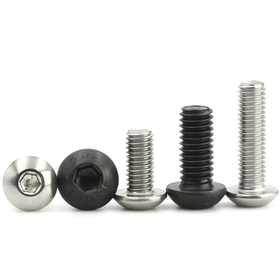 Hex Socket Ground Screws M2-M8 | A2 304 Stainless & Carbon Steel | ISO7380 Round Head - Thumbnail 2