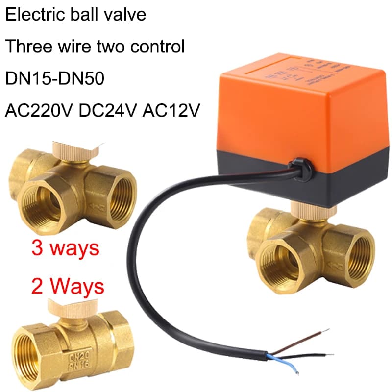 DN15-50 Brass Electric Ball Lockshield Valve | 220V 3-Wire 2-Control | 2/3-Way Actuated - Thumbnail 2