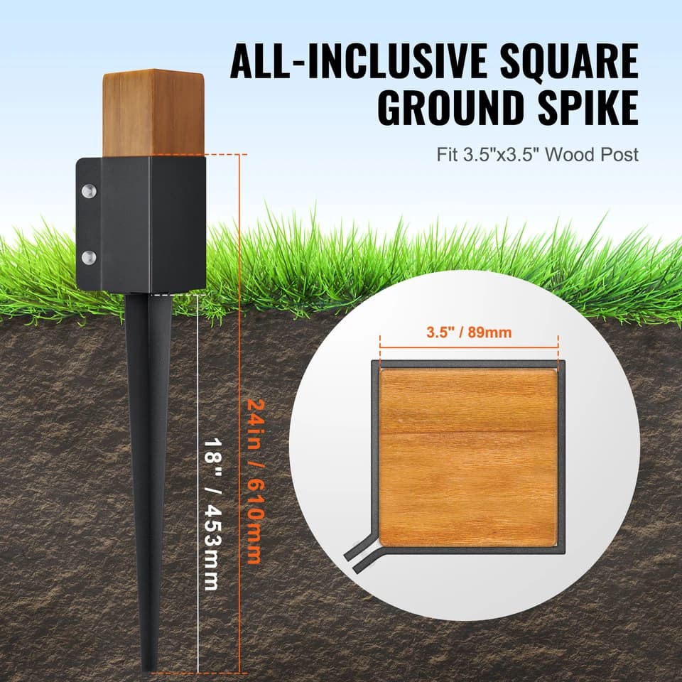 Fence Post Spike 4 Pack | 24" x 4" Powder Coated | Heavy Duty Ground Anchor - Thumbnail 4