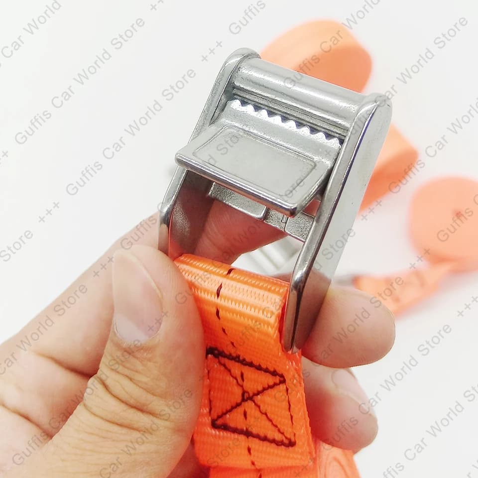 2x 3m Ratchet Straps | Stainless Buckle | Car & Motorcycle Tie Down - Thumbnail 3