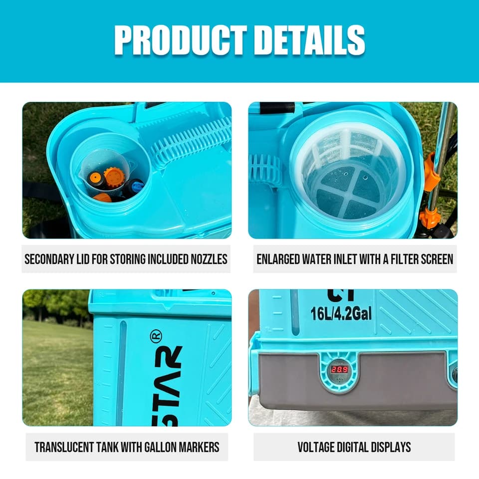 Battery Powered Sprayer Backpack | 100 PSI Electric | Makita 18V Compatible - Thumbnail 4