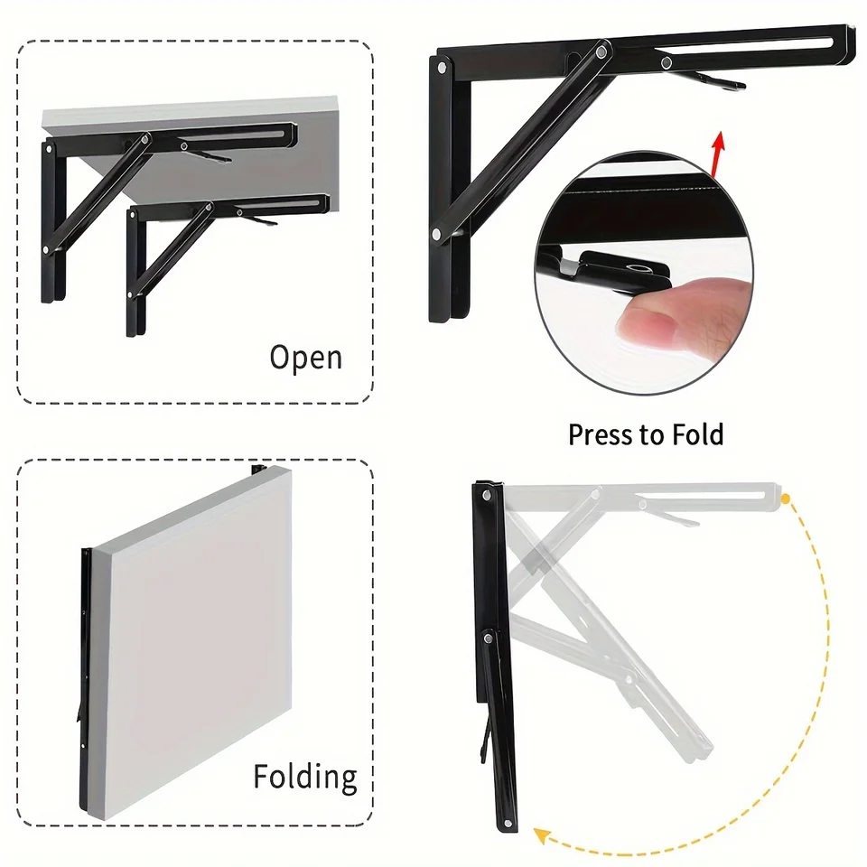 Folding Angle Brackets | 300x163mm Heavy Duty | Wall Mount Support - Thumbnail 3