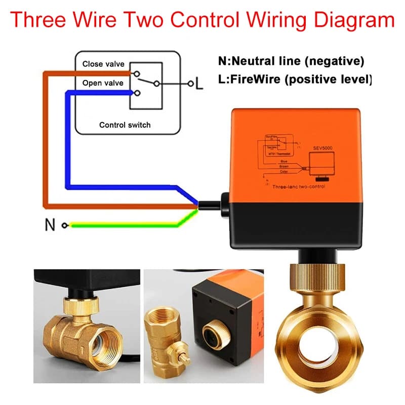 DN15-50 Brass Electric Ball Lockshield Valve | 220V 3-Wire 2-Control | 2/3-Way Actuated - Thumbnail 4