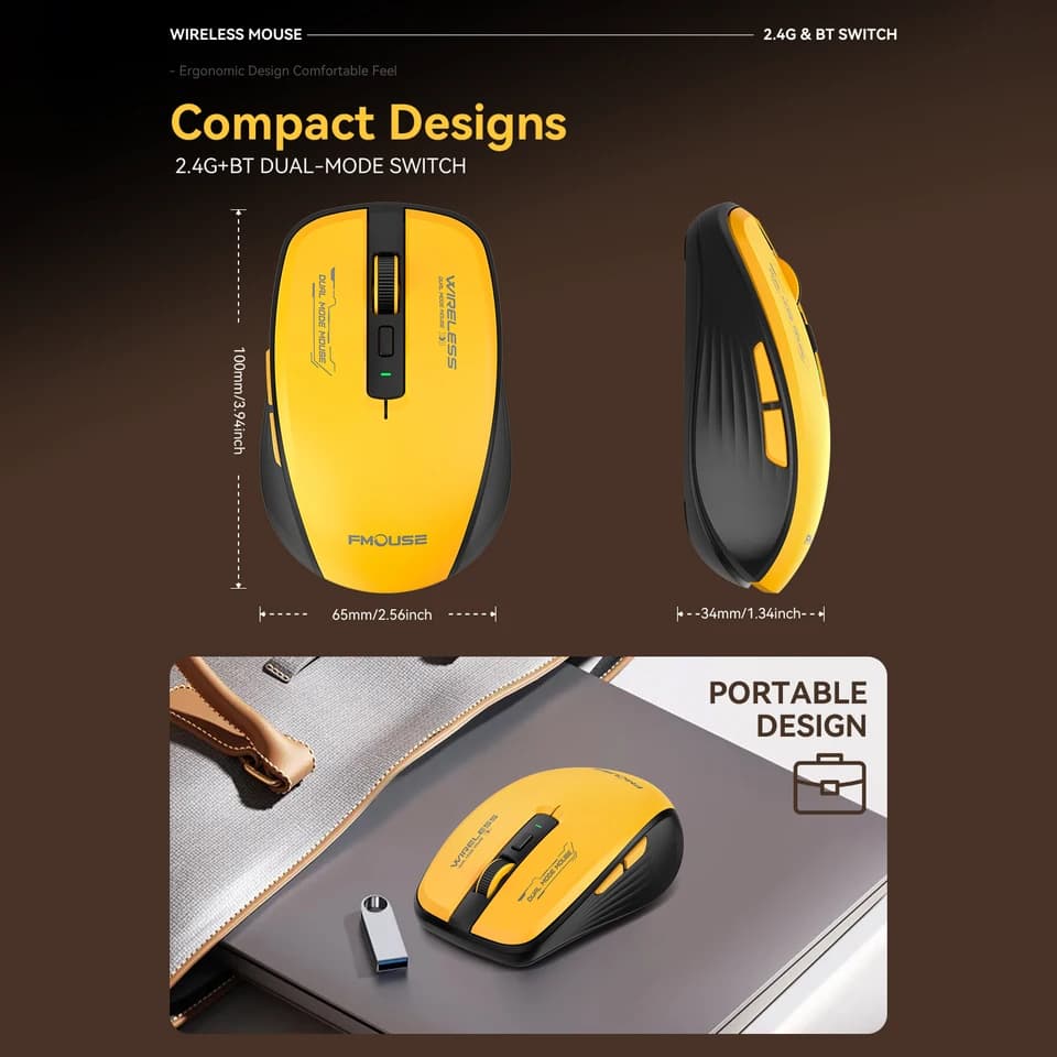 Wireless Mouse | Dual Mode 2.4G USB & Bluetooth 5.1 | Silent 2400DPI for PC/Laptop - Thumbnail 6