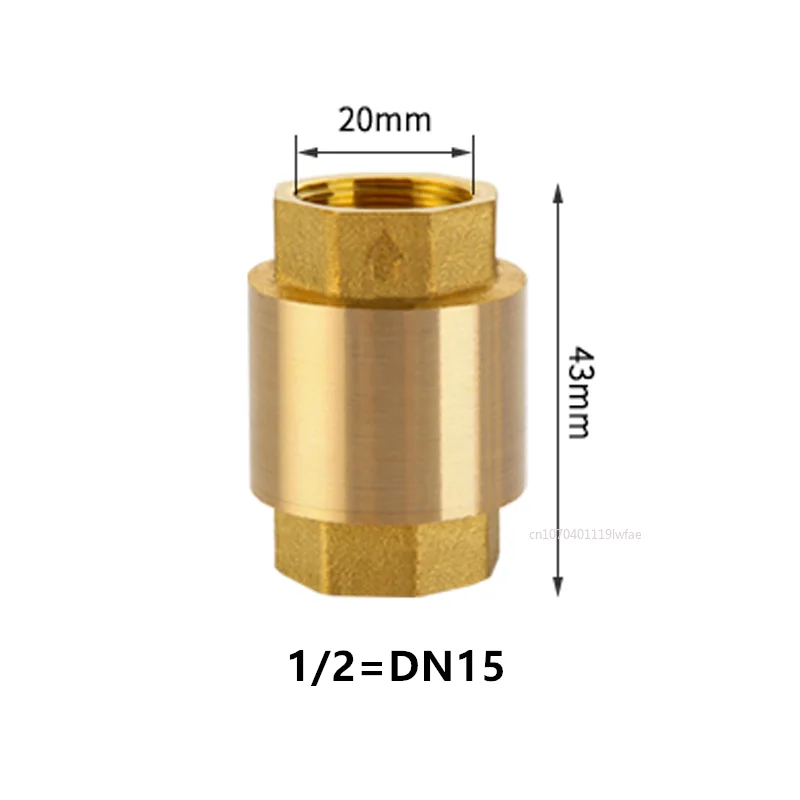 Brass Double Check Valve | NPT Female In-Line Spring | Water Control 1/2" - 2 - Thumbnail 2