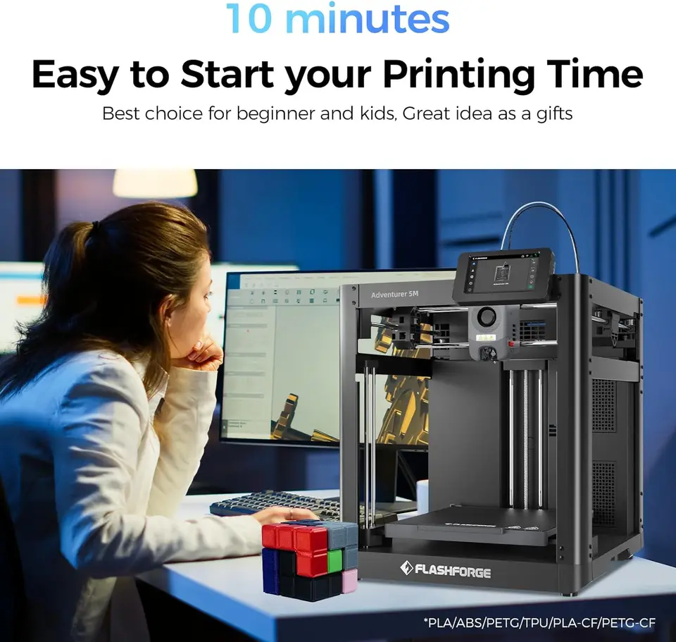 Flashforge AD5M 3D Printer | Fast Speed & Auto Levelling | 280°C Direct Extruder - Thumbnail 4