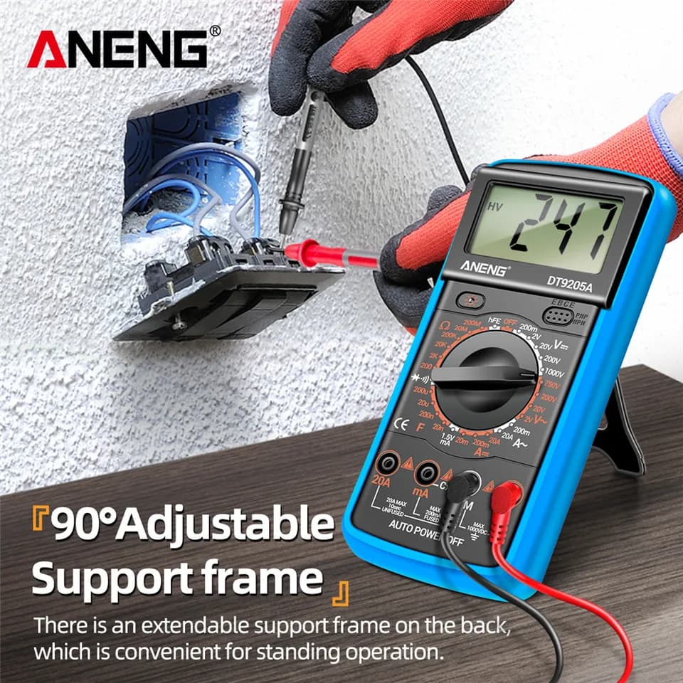 ANENG DT9205A-12 Multimeter | High Precision Digital Voltmeter | Electrician/DIY Tool - Thumbnail 3