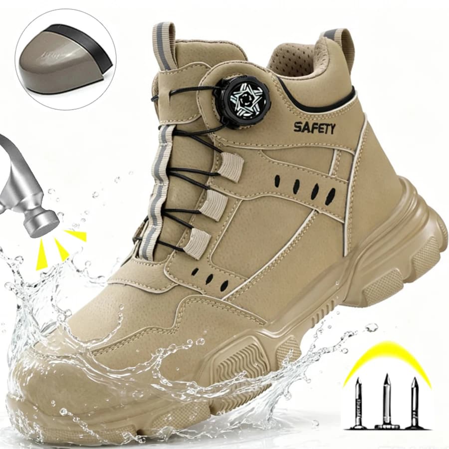 Steel Toe Safety Boots Men | Waterproof Puncture-Proof | Lightweight Industrial Rotary Buckle - Thumbnail 2
