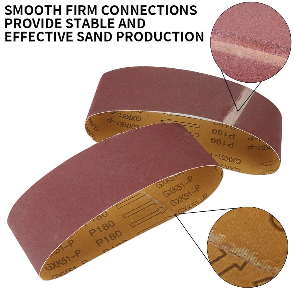 3PC 75x533mm Sanding Belts | 80-400 Grit for 3x21'' Sanders | Wood & Metal - Thumbnail 2