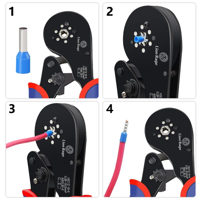 Crimping Tool HSC12 0.08-16mm² | Small Terminal Plier Kit | Electrical Fixture - Thumbnail 7