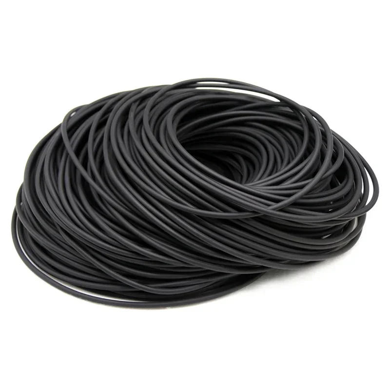 Hose pipe for washing machine: coiled black rubber bands on a white background.