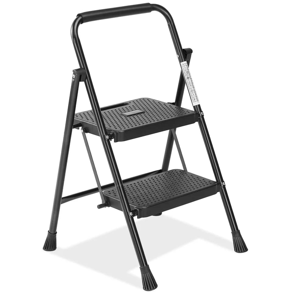 Folding Step Ladder Stool with Ladder Standoff | 800lbs Capacity | Kitchen & Home - Thumbnail 2