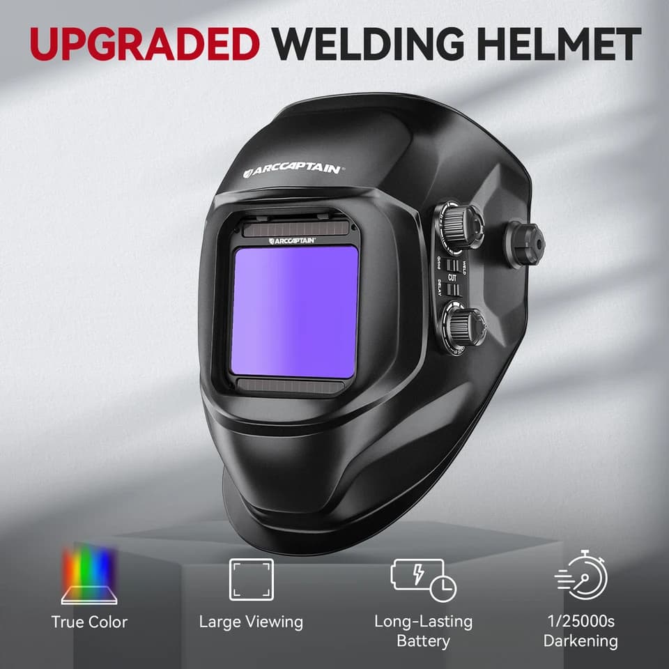 ARCCAPTAIN Welding Helmet with Safety Helmet Chinstrap | Auto-Darkening | MIG/MAG/TIG - Thumbnail 7