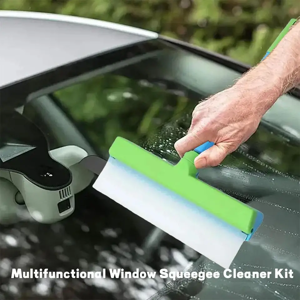 Cleaning Window Kit | 12-Inch Recyclable Silicone Squeegee | Car & Glass Cleaning - Thumbnail 2