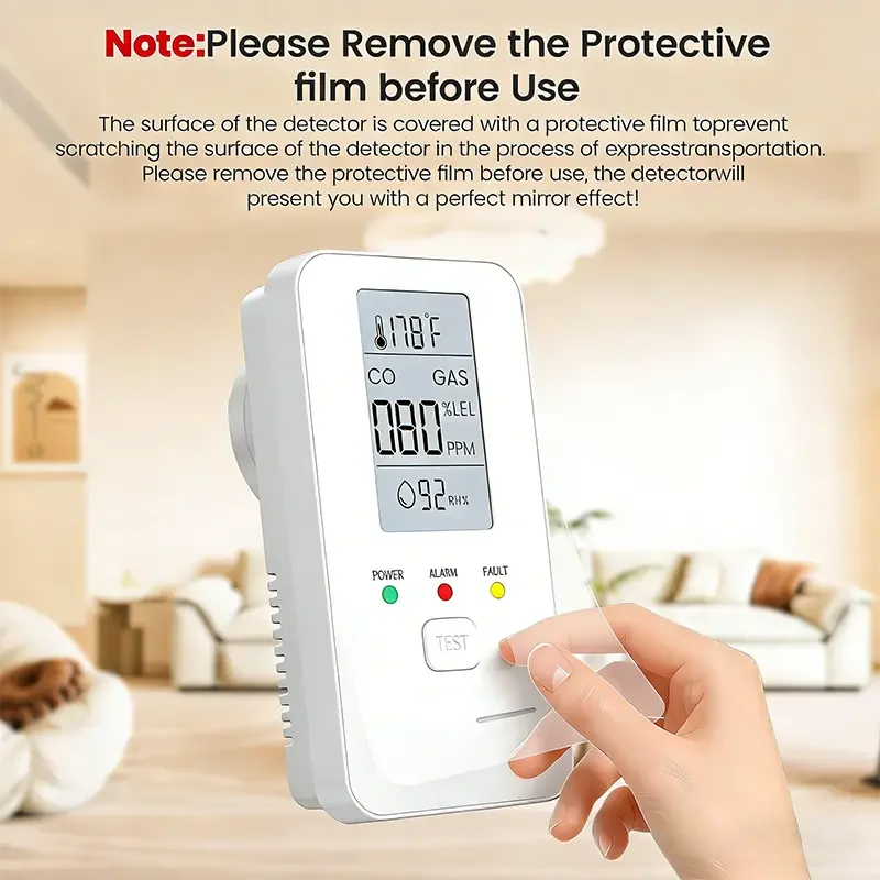 4-in-1 Carbon Monoxide Detector | CO & Natural Gas Alarm | Plug-in Temp & Humidity - Thumbnail 6