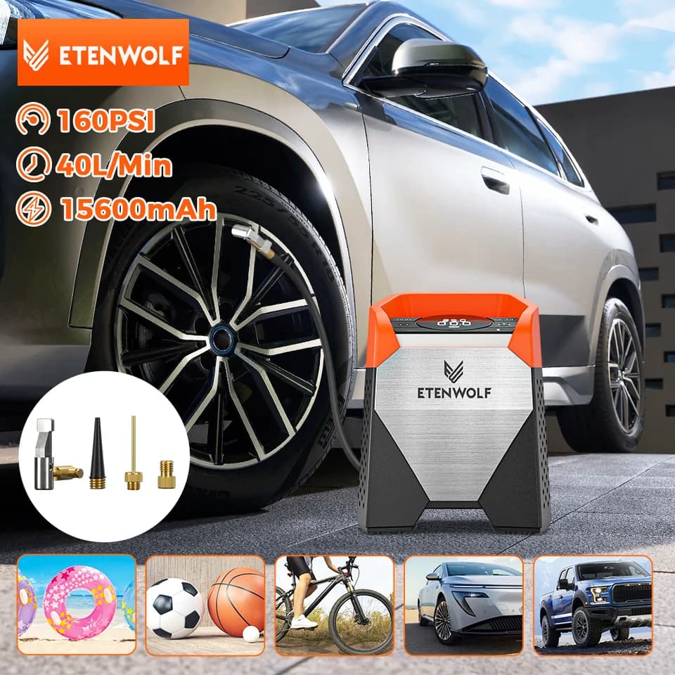 Digital Tyre Inflator for Car | 100% Duty Cycle 7800mAh | Portable Air Pump - Thumbnail 2
