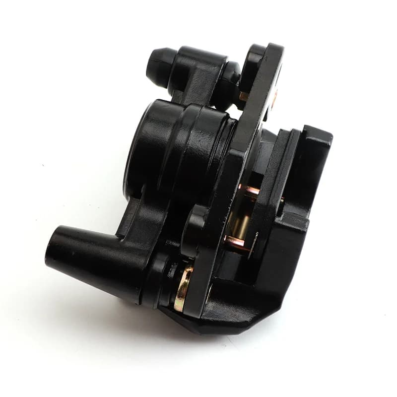 Front or rear hydraulic disc brake caliper with brake pad for Citycoco Harley electric scooters, ensuring reliable stopping power with new brake pads and rotors.