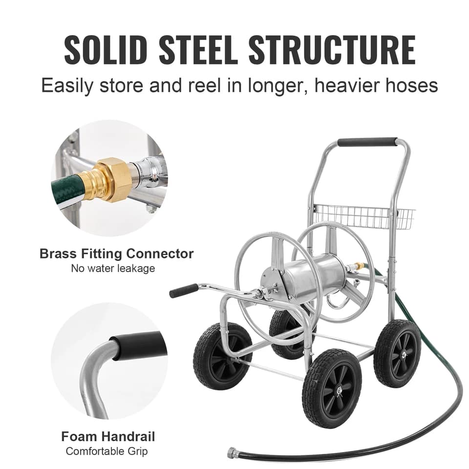 Washing Machine Hose Reel Cart | Heavy Duty Steel | 250ft Capacity - Thumbnail 3