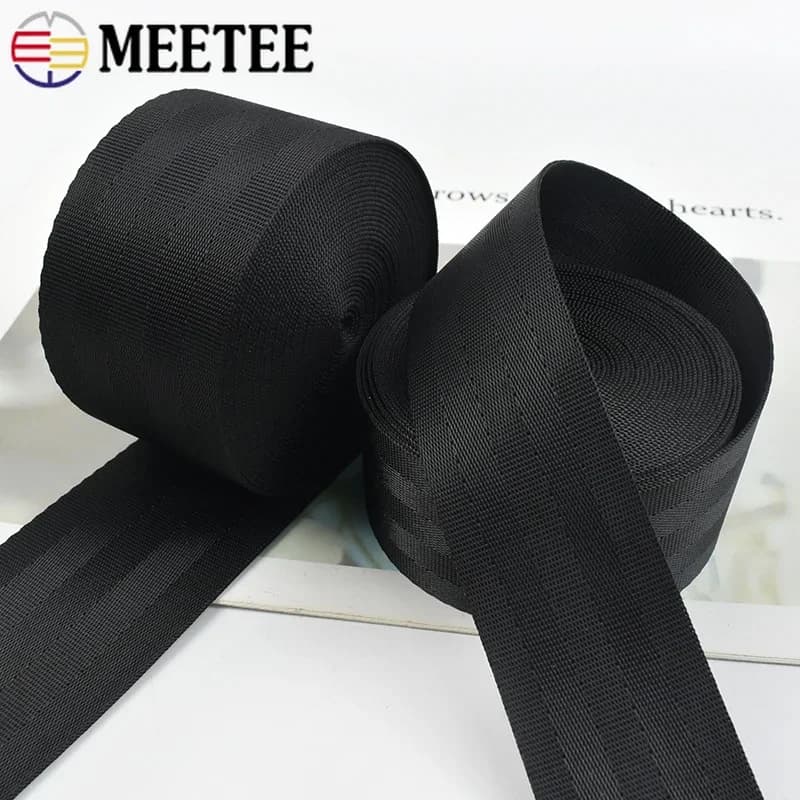 Black Nylon Elastic Webbing for Upholstery | 20-75mm Width | Heavy Duty Strap - Thumbnail 5