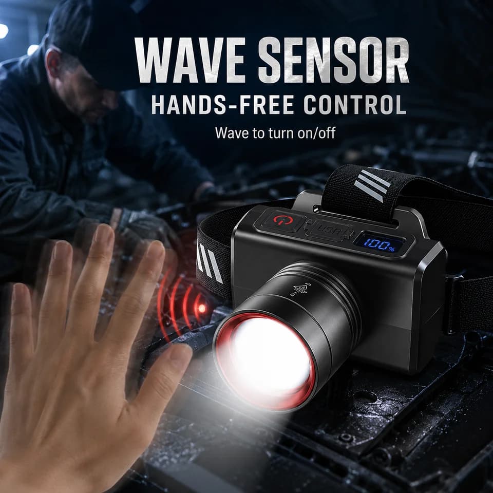 LED Rechargeable Head Torch | Adjustable Zoom & Ultra Bright | USB for Work & Outdoors - Thumbnail 4