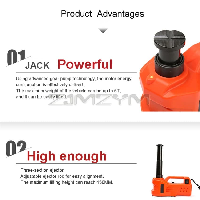 Jack for Changing Tires | 12V Electric Hydraulic Lift | 3-5 Ton Capacity - Thumbnail 3