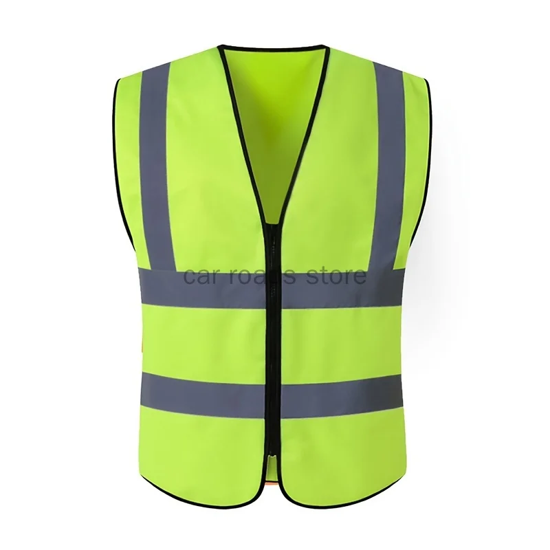 Vis Vest | Zipper Front with Reflective Strips | Neon Construction Safety - Thumbnail 2