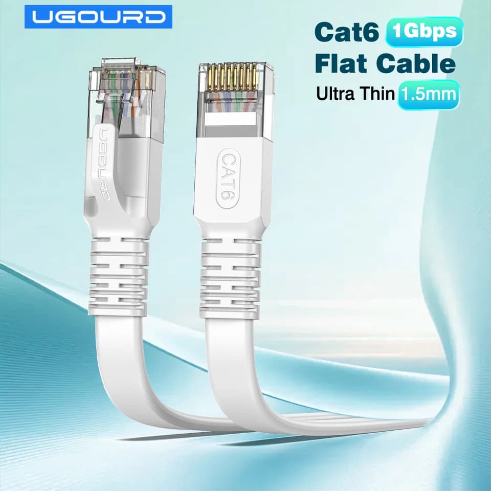 Cat6 Flat Ethernet Cable | 1Gbps RJ45 Patch Lead | Low Profile Internet Cable - Thumbnail 3