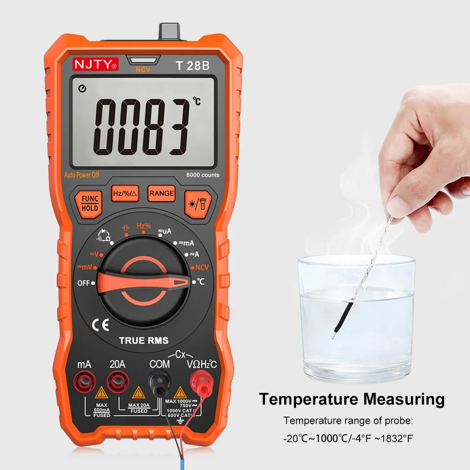 Digital Multimeter T28B | 20A TRMS, 6000 Counts | Voltage, Amp, Resistance - Thumbnail 6