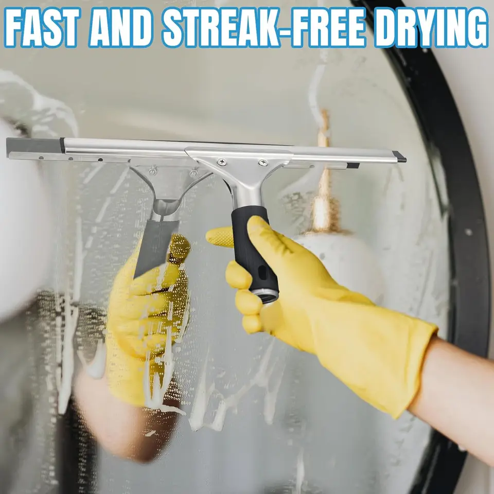Cleaning Window Kit | Glass Scraper & Wiper | Single-Sided Floor Squeegee - Thumbnail 4