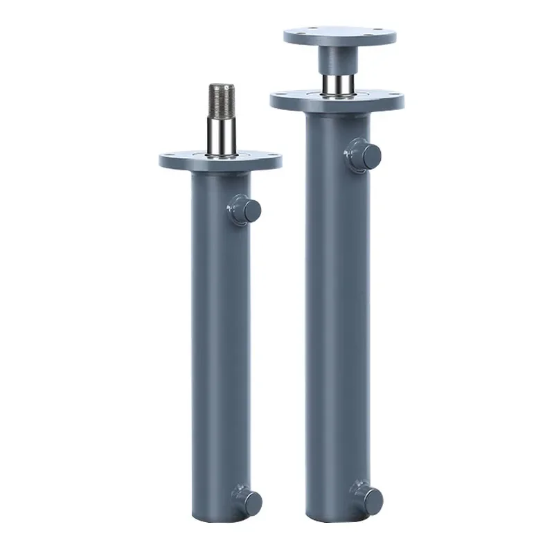 Hydraulic cylinder 5T capacity with upper flange, featuring a complete two-way telescopic design for pressure lift and packaging applications.