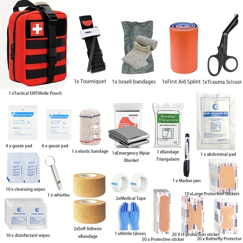 First Aid Kit | 131pc Trauma Supplies | Includes IFAK Tourniquet - Thumbnail 4