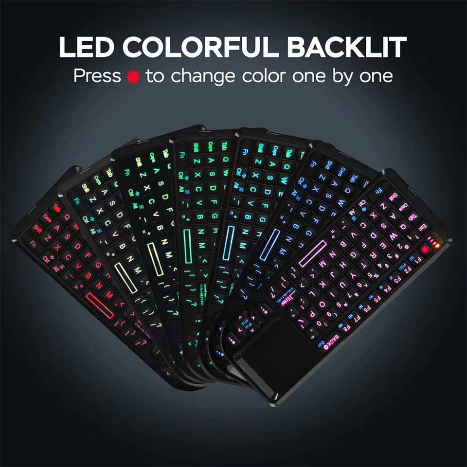 Wireless Keyboard with Touchpad | 7-Colour Backlight & Flashlight | PC & Smart TV Box - Thumbnail 4