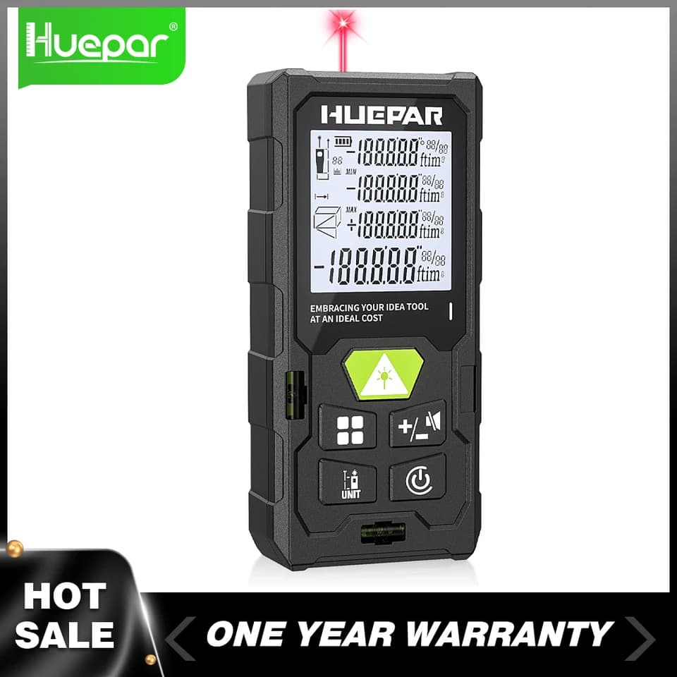 Huepar Laser Measure | 50-120m Digital Rangefinder | M/in/Ft Unit Test Tool - Thumbnail 2