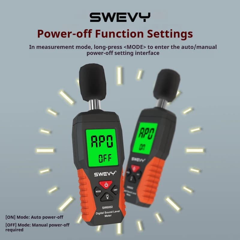 SWEVY Decibel Meter | 30-130dB Portable Sound Tester | Colour Screen - Thumbnail 6