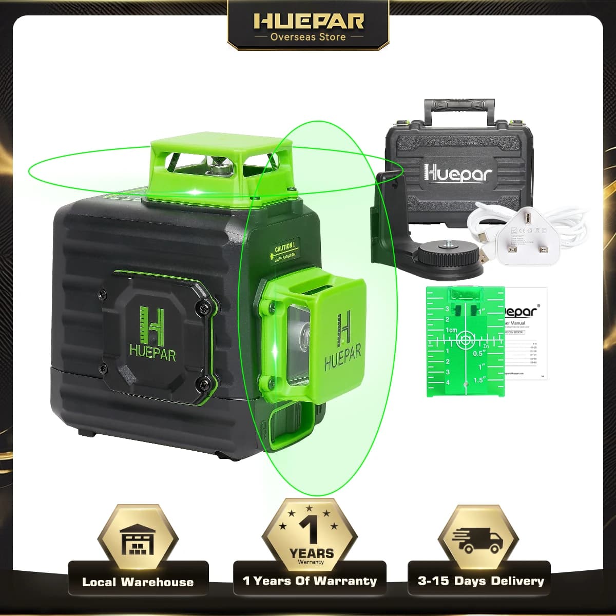 Laser Level | Cross Line Self-Leveling | Type-C Charging & Hard Carry Case - Thumbnail 2