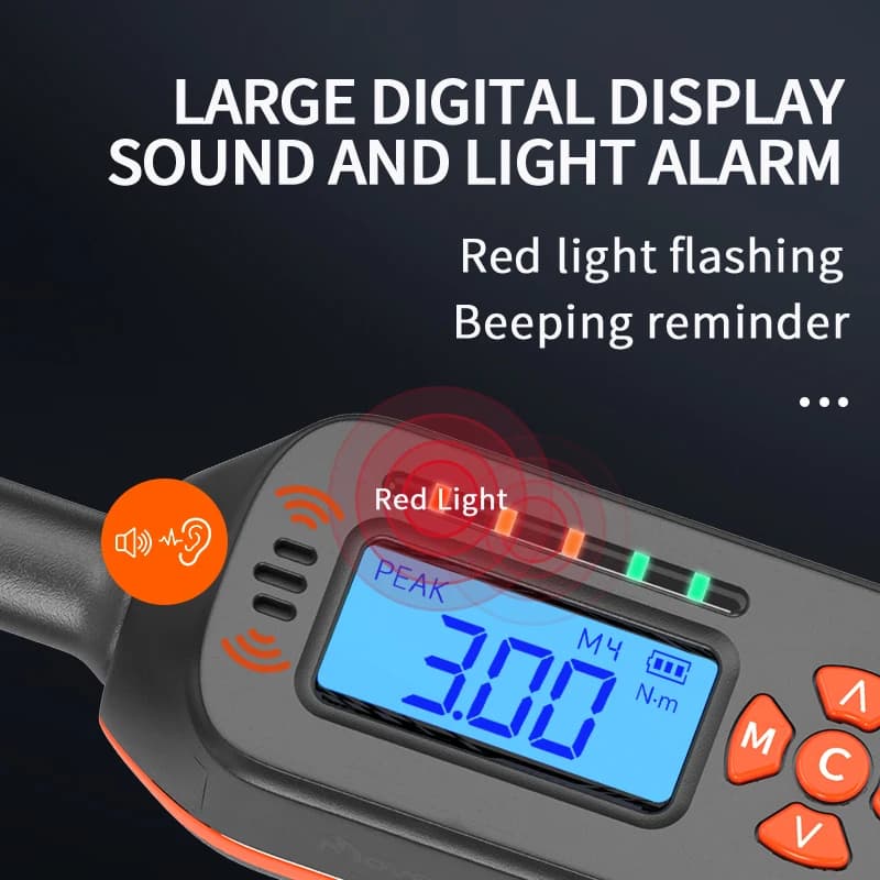 Digital Torque Wrench 1-340N.m | 2% Accuracy | LED/Buzzer Alerts for Automotive - Thumbnail 5