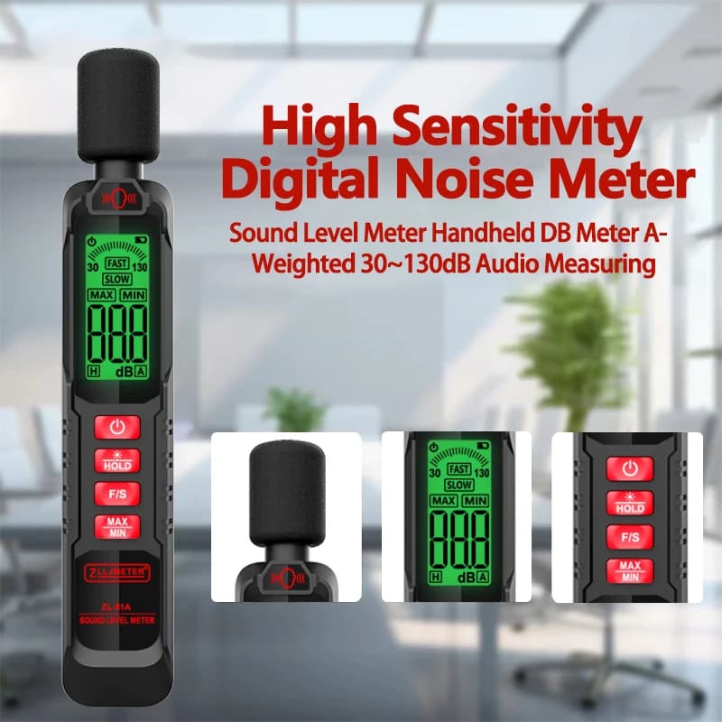 Digital Sound Level Meter | A-Weighted Decibel Measurement | 30-130dB Audio Monitor - Professional Grade Tool