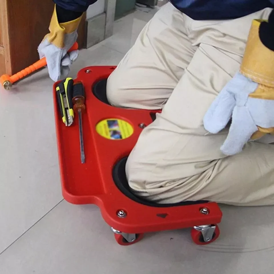 Rolling Knee Pad Work Trousers Platform | 5-Wheel Padded Creeper | Floor Tiling Tool - Thumbnail 5